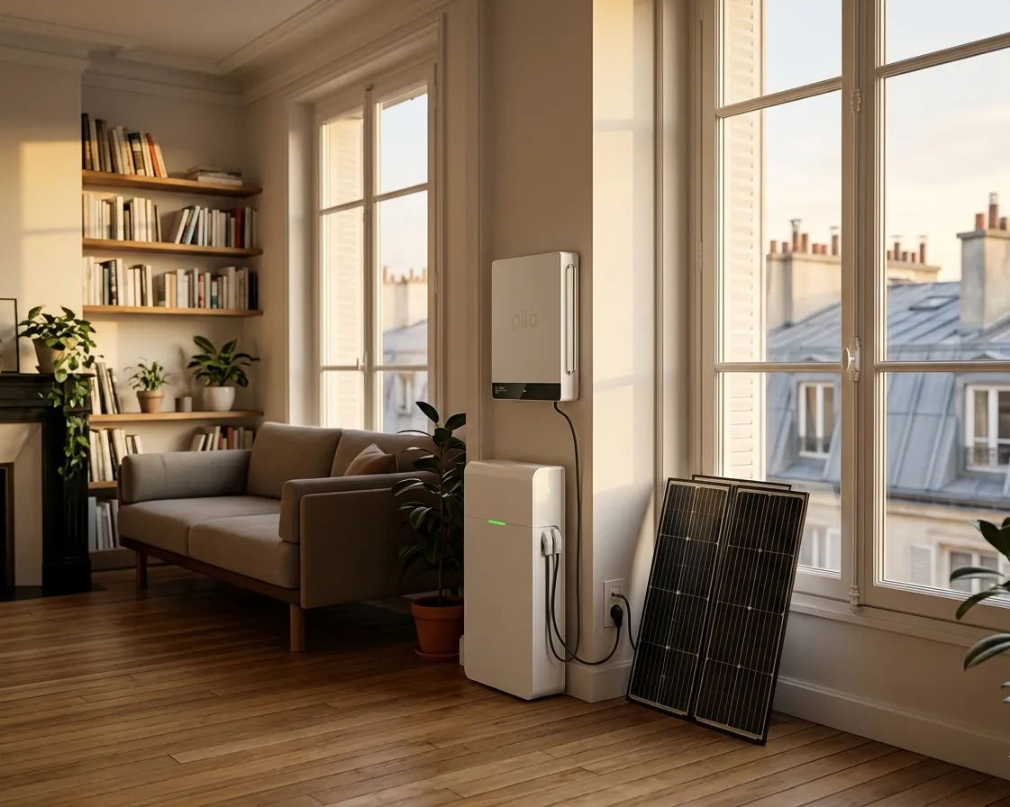 800 W plug-in solar system with 1.6kWh battery in a Paris apartment